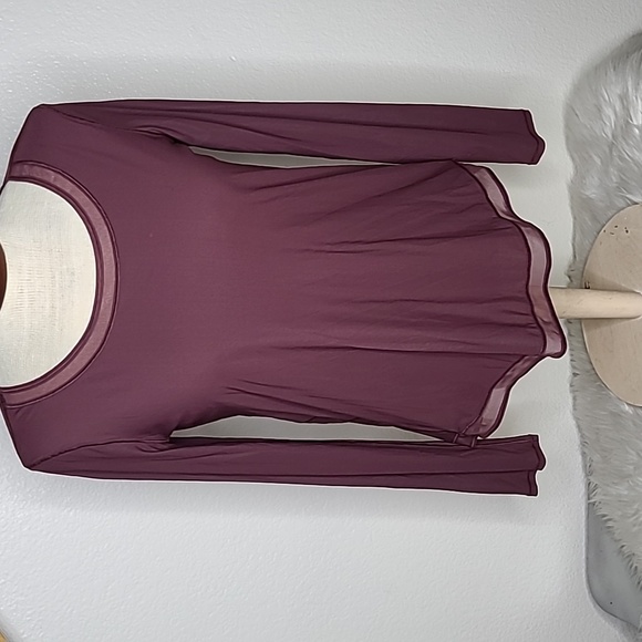 lululemon athletica Tops - Lululemon Top Size 10 Burgundy Red Long Sleeve Open Back Mesh Detail Yoga Gym